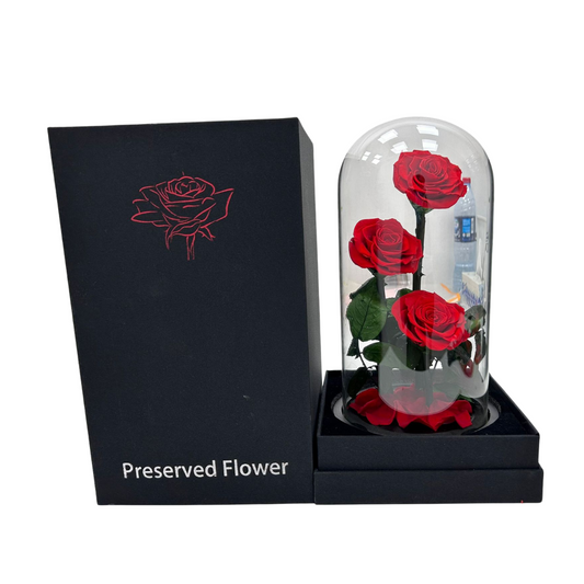 3 Stems Infinity Preserved Rose In Glass: Lovely Gift In Dubai