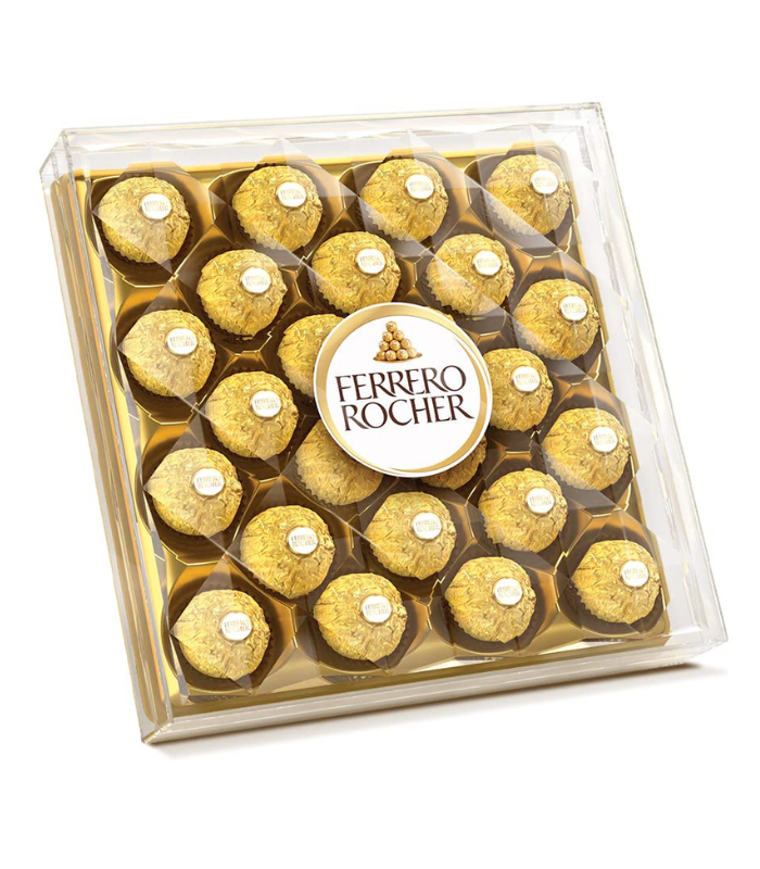 Ferrero Rocher chocolates - 25 pieces in a golden gift box, perfect for gifting and same-day delivery in Dubai.