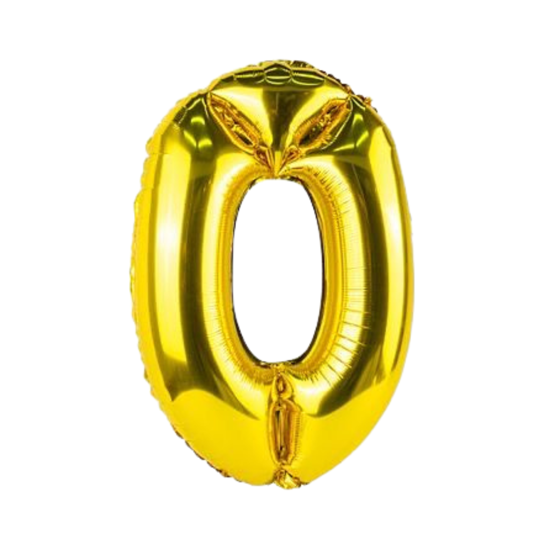 Golden Foil Balloon - Number 0