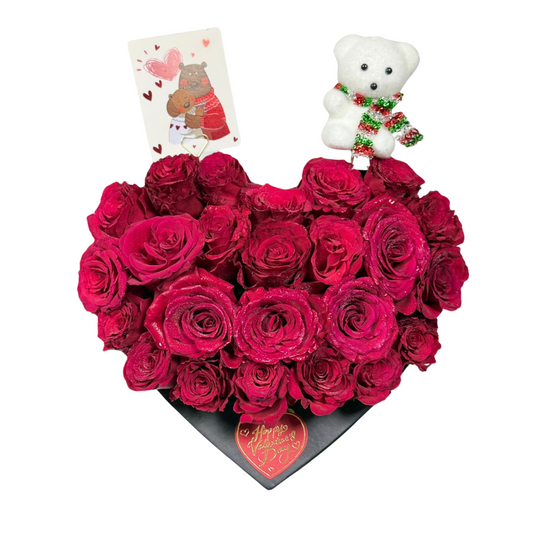 Valentines Red roses heart frame